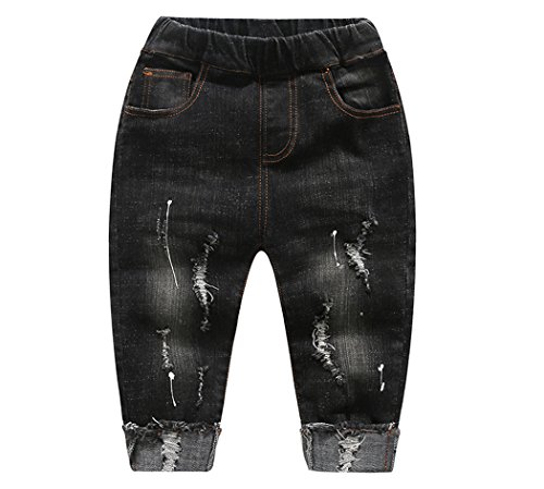 Kidscool Baby - Mädchen baby & kleine jungen/mädchen-elastische taille zerrissene denim-hosen-jeans 6-12 monate schwarz