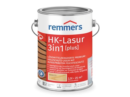 Remmers Aqua HK-Lasur 3in1 farblos, matt, 2,5 Liter, Holzlasur, Premium Holzlasur außen, 3fach Holzschutz mit Imprägnierung + Grundierung + Lasur