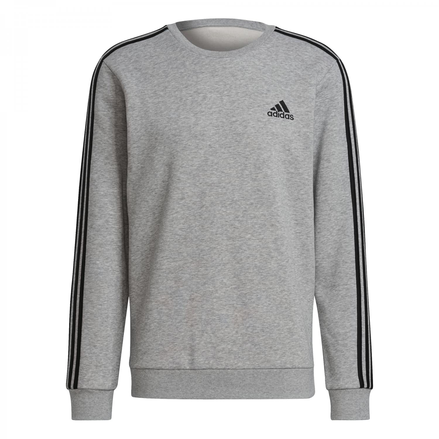 adidas Herren Essentials Fleece Kurzarm Sweatshirt, Medium Grey Heather/Black, M