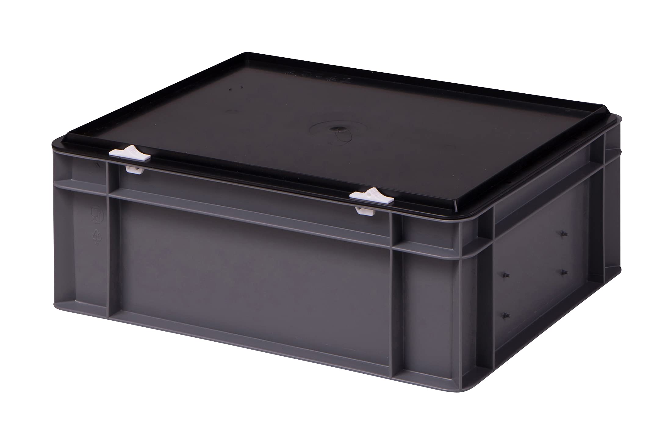 1a-TopStore Stabile Profi Aufbewahrungsbox Stapelbox Eurobox Stapelkiste mit Deckel, Kunststoffkiste lieferbar in 5 Farben und 21 Größen für Industrie, Gewerbe, Haushalt (grau, 40x30x15 cm)