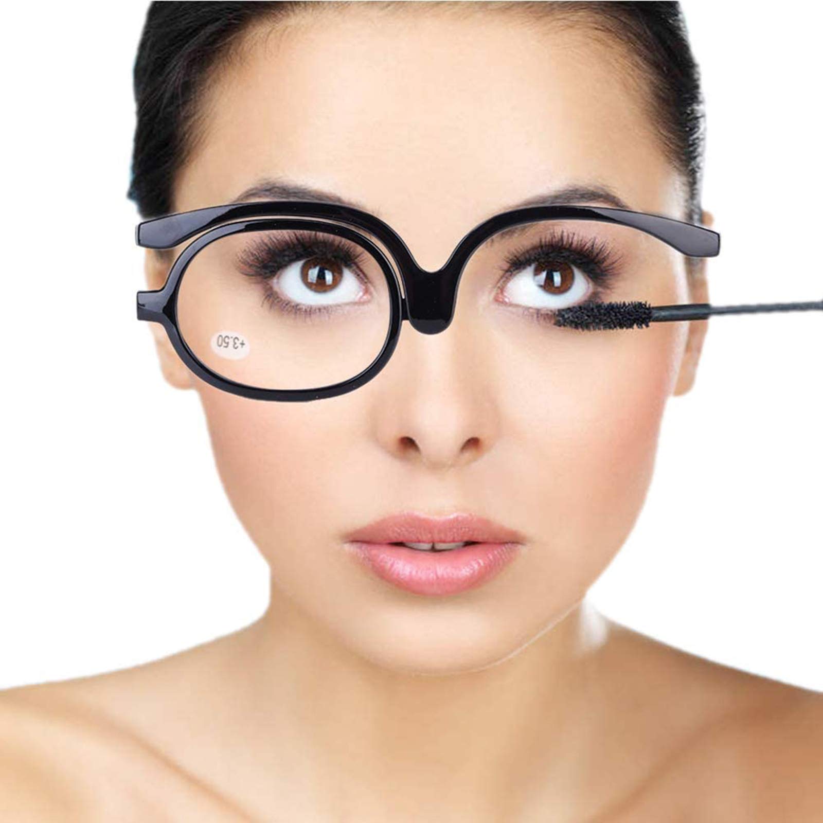 DBXOKK Lesebrille für Damen, drehbar, für Make-up, Augenbrille, Lupe, drehbare Gläser, für weibliches Make-up, wesentliche Werkzeuge (schwarz + 1,0)