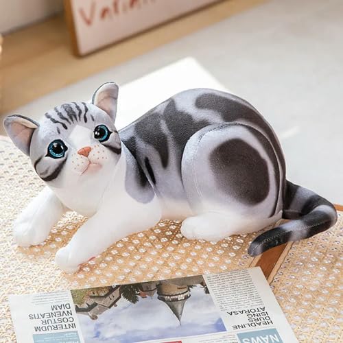 LfrAnk Lebensechte Neue Plüschtiere Katze niedliche Katze Puppe Haustierspielzeug Wohnkultur Geschenke für Mädchen Geburtstag 30cm 4