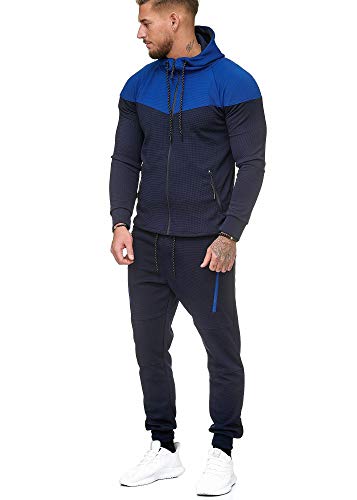 L.gonline Herren Trainingsanzug 0984 (L-Slim, Schwarz/Blau)