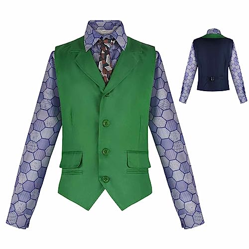 Umifica Joker-Kostü für Herren, Ritter, Hemd, Weste, Krawatte, Halloween-Anzug, bequeme weiche Cosplay-Kleidung für Mottoparty, Karneval, Foto-Requisiten