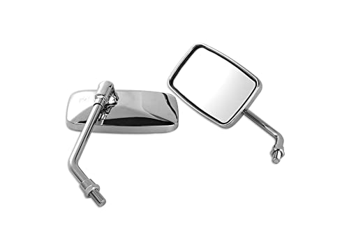 Spiegel für Lenkerende 1 Paar Universal-Rechteck-Aluminium-Motorrad-Rückspiegel 10 Mm Chrom-Motorrad-Rückspiegel