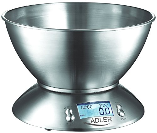 Adler AD 3134 Digitale Küchenwaage mit Edelstahl-Schüssel