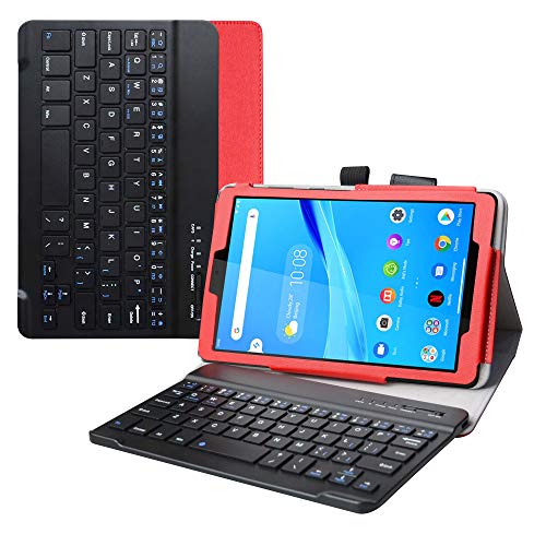 Kompatibel mit Lenovo Tab M8 FHD Bluetooth Keyboard hülle,LiuShan Abnehmbare Bluetooth Tastatur hülle mit Ständer für 8" Lenovo Tab M8 FHD (2nd Gen) TB-8705 Tablet(Not fit Lenovo Tab M8 HD),Rot