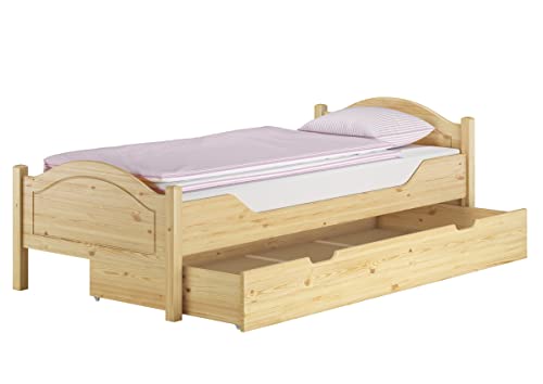 Erst-Holz® Einzelbett Kiefer 90x200 mit Lattenrost, Matratze und Bettkasten 60.30-09MS4