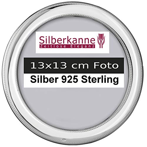 SILBERKANNE Bilderrahmen Silber 925 Berlin rund D 13 cm Foto mit Holzrücken in Premium Verarbeitung