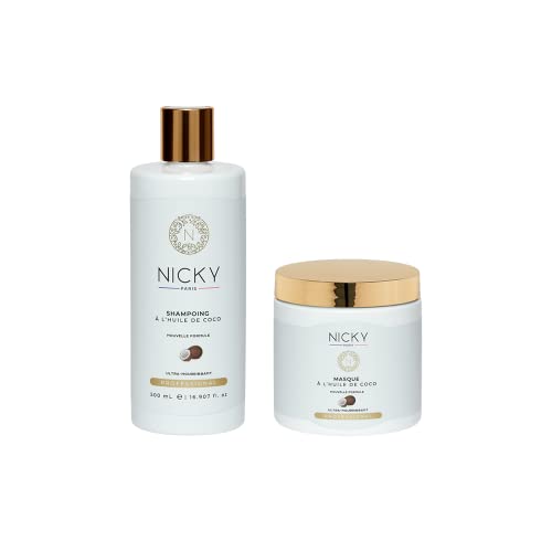 N icky Paris | Coco Serie | Shampoo 500 ml + Haarmaske 500 ml | pflegt das Haar in der Tiefe | Das Haar ist glänzend & repariert | fördert das Wachstum