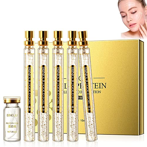 WALLDOR Instalift Koreanisches Protein-Fadenlifting-Set, Gold Protein Peptide Line Carving Essence Water-Soluble Collagen Fade Fine Lines Thread Lift Line (Color : A Set)