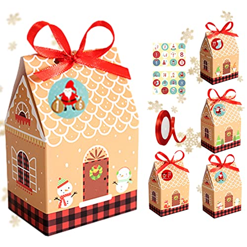 5 Pcs Weihnachtstaschen - Kleine Weihnachtstüten | Weihnachtssüßigkeitsschachteln Geschenkschachteln aus Papier mit weihnachtlichen Mustern für Weihnachtssüßigkeiten Delr