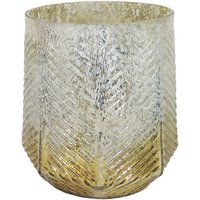 Kerzenhalter Glas gold patiniert Kerzenleuchter Kerzenglas Antik-Stil 20 cm