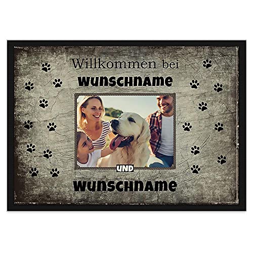 PR Print Royal Personalisierte Fußmatte - Willkommen mit Name und Foto zum selbst Gestalten - als Geschenkidee - rutschfest - 90 x 60 cm