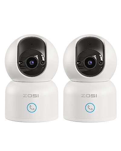 ZOSI 2X 360° Schwenkbar Überwachungskamera Innen, 2,4GHz / 5GHz WiFi Kamera Indoor für Baby, KI Personenerkennung, Auto-Tracking, One-Touch Call