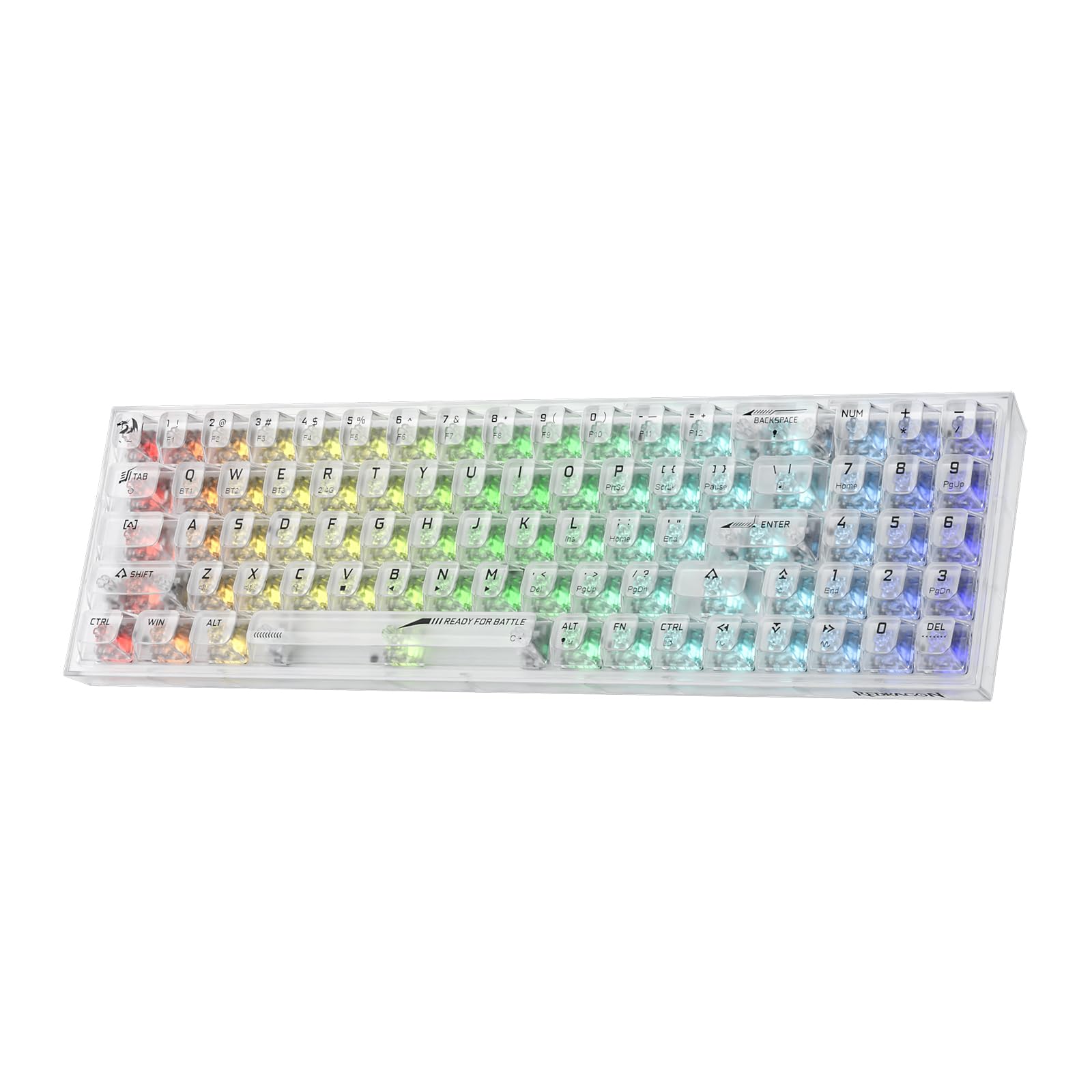 Redragon K628 PRO SE 75% kabellose RGB-Gaming-Tastatur mit 3 Modi, 78 Tasten, vollständig transparente Hot-Swap-kompakte mechanische Tastatur, durchscheinender benutzerdefinierter Schalter