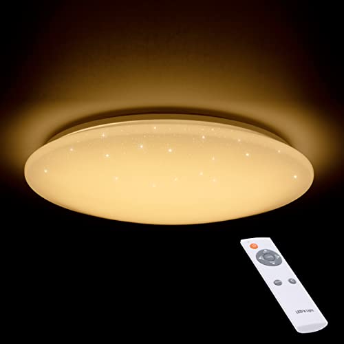 proventa® LED-Sternenhimmel Deckenleuchte Ø 40 cm mit Fernbedienung, 42 Watt, 2.965 Lumen, Lichtfarbe von 2.700-6.500 K einstellbar, stufenlos dimmbar, Nachtlichtfunktion, für alle Räume