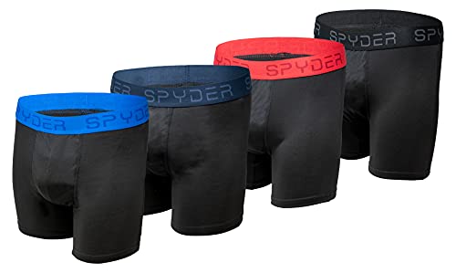 Spyder Mens Boxer Briefs 4 Pack Poly Spandex Performance Boxer Briefs Underwear (Black Small)