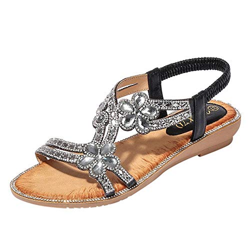 Doublehero Damenmode Lässig rom solide flip Flops niedrigen Ferse Sandalen keilabsatzschuhe Damen Strass Dauerhaft Riemensandalen Party Schuhe Flach Sandalen Strandschuhe Freizeitschuhe Hausschuhe