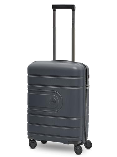 REDOLZ Essentials 11 Hartschalen Kabinen-Koffer Damen/Herren - Leichter Trolley 55 cm, hochwertiges Polypropylen Material, 4 Doppelrollen & TSA-Schloss (Dark Grey, Kabinentrolley)