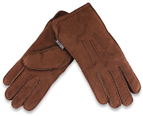 Nordvek Handschuhe, erstklassig, dick, 100% echtes Schaffell, Damen-Handschuhe # 305–100 Gr. Large - 8, braun