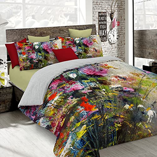 Sogni D'autore Italian Bed Linen Bettbezug, Doppelte, 100% Baumwolle, Multicolor SD19, DOPPEL