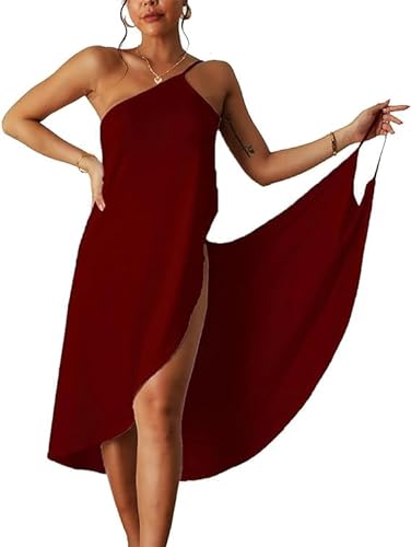 INXKED Women's Wrap Dress Cover-up, Womens Cover Ups Beach Spaghetti Strap Sarongs Beach Backless Wrap Midi Dresses (05,5XL)