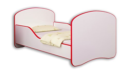 Jugendbett Kinderbett mit einer Schublade und Matratze Weiß ACMA I 140 160 180 (160x80 cm, Rot)