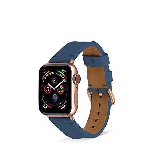 Artwizz WatchBand Leather Armband Designed für Apple Watch Series 5-4 (40 mm) & Apple Watch Series 3-1 (38 mm) - Echt-Leder Ersatzarmband mit Adapter - Nordic Blue