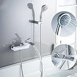 Weißer Chrom-Wasserfall-Badewannen-Duscharmaturen, Badezimmer-Dusche, Einhebelmischer, Wand-Duschmischer, Chrom-Version,Weiße Version