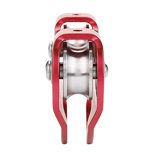Fishlor Laufrolle, 30KN Aluminium Doppelrolle Seilrettungskabel-Laufkatze Klettern Bergsteigerausrüstung(Red)