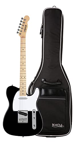 Shaman Element Series TCX-100B Gigbag Set (Hochwertige E-Gitarre im TL Style mit 2 Single Coil Pickups & Cutaway inkl. Gigbag) Schwarz