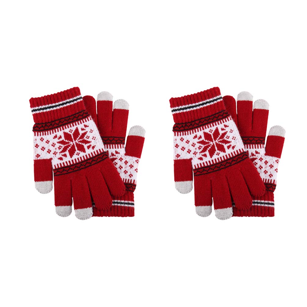 Healifty Handschuhe Touchscreen 2 Paia Gloves, weiche und dicke Handschuhe für Damen Weihnachten rot rot 21 * 11cm