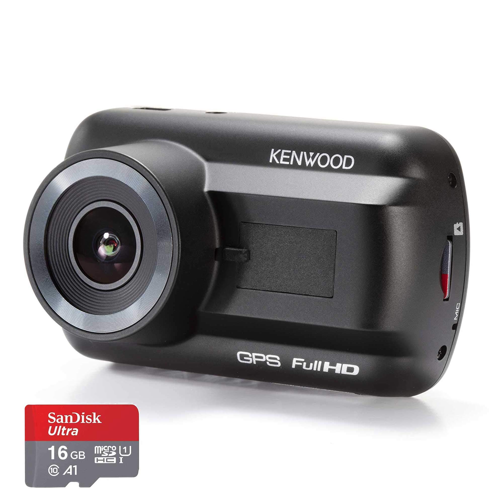 Kenwood DRV-A201 Full-HD-Dashcam mit 3-Achsen G-Sensor und GPS, inkl. 16GB Micro SD-Karte