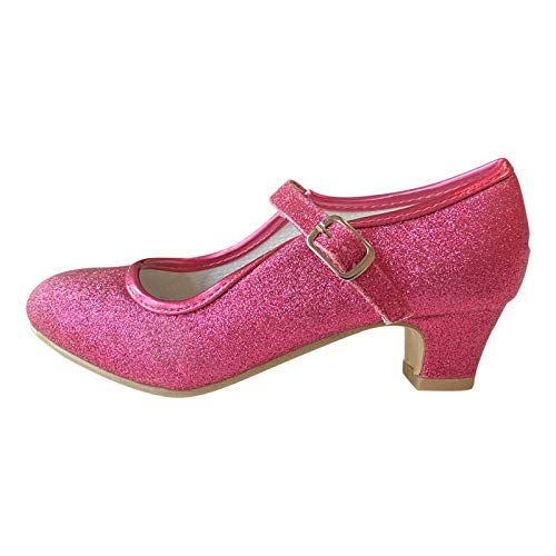 La Señorita Prinzessinnen Schuhe Fuchsia Rosa Glitzer Spanische Flamenco Schuhe für Mädchen (Numeric_34)
