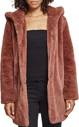Urban Classics Ladies Hooded Teddy Coat, Farbe darkrose, Größe XL