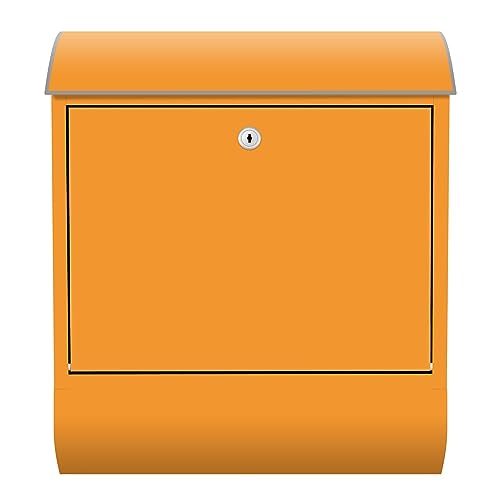 Arcondo Design Briefkasten mit Motiv und Zeitungsfach Unifarbe Mango