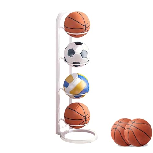 Hujinkan Ballaufbewahrungsregal, ballständer, ballständer Fussball, Basketball Holder, Ball aufbewahrung, ballregal, Vertical Ball Storage Rack, Removable Storage, Mehrschichtiges Ball-Organizer-Rack