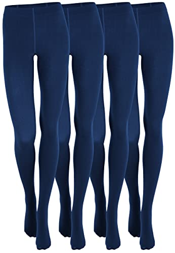 Yenita 4er Pack Damen THERMO Strumpfhose mit Fleece in blau, Gr. L/XL