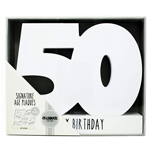 Xpressions Celebrate in Style Signaturschild 50, Geburtstag verpackte Zahlen zum Unterschreiben, personalisiertes Geschenk, MDF