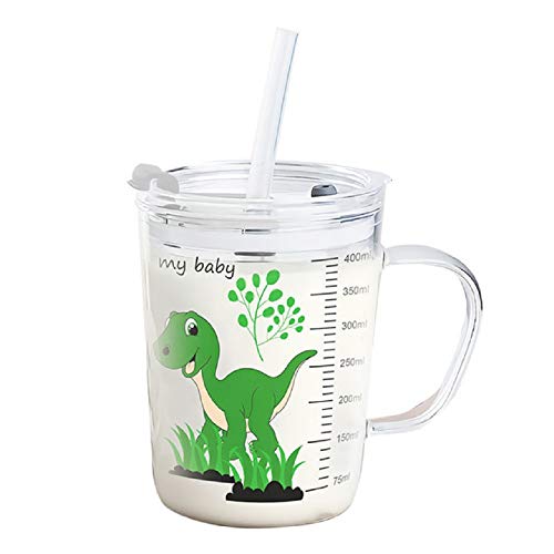 450 ml Glas-Milchflasche wiederverwendbare Smoothie-Tassen Boba-Teetassen mit Deckel und Strohhalm Bubble Teetasse Glasbecher Reisebecher niedlicher Kaffeebecher Wasser Saft Tasse für Zuhause Büro