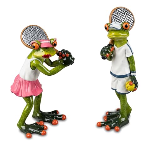 Frosch Tennis Tennispieler oder Tennisspielerin Deko Figur Dekofigur Dekoration Zierfigur (alle beide Frau u. Mann)