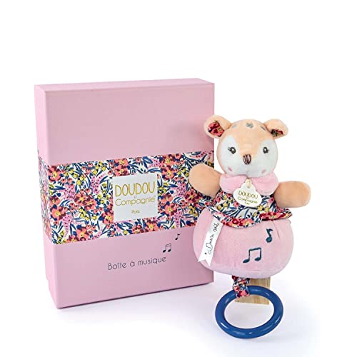 Doudou et Compagnie - Boh'aime – Spieluhr – Rosa – 20 cm – Geschenk zur Geburt – schöne Geschenkbox – DC4022