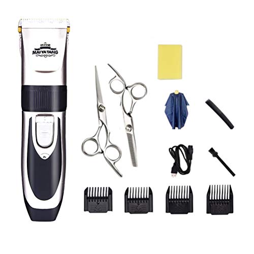 1 Satz elektrische Haarschneidemaschine Wiederaufladbare Haarschnittmaschine Haarschnitt-Rasiermaschine mit Schwammkammbürstenumhang (Umhang für zufällige Farbe)