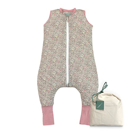 molis&co. Baby-Schlafsack mit Füßen und Socke. 2.5 TOG. Größe: 80 cm (2 Jahre). Ideal für die Übergangszeit und den Winter. Pastel Floral. 100% bilogischem Baumwolle (GOTS).