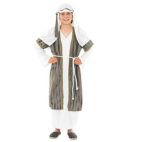 Fun Shack Graues Hirten Kostüm für Kinder, Schäfer Verkleidung, Krippenspiel - M