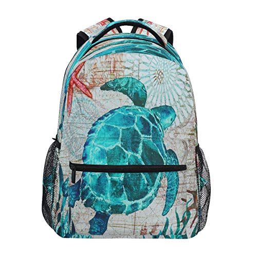 Rucksack mit Schildkrötenmotiv, für Schule, Computer, Bücher, Reisen, Wandern, Camping, Tagesrucksack für Mädchen, Jungen, Männer und Frauen, mehrfarbig