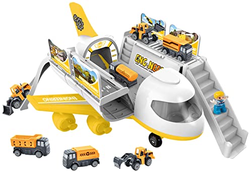 Luna Flugzeug Kinder Spielzeug mit Funktion mit Fahrzeugen und Spielfigur (Baustelle)
