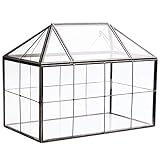 Lubrol Glas Glas Terrarium Handgemachte Haus Form Geometrische Glas BehäLter mit Schaukel Deckel Pflanzgefäß für Sukkulenten