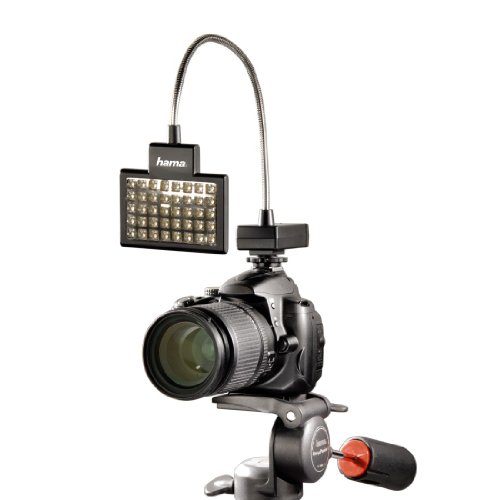 Hama LED-Foto/Video-Slim Panel 40 für digitale Video- und Fotokameras mit Blitzschuh, Mit flexiblem Haltearm, Schwarz